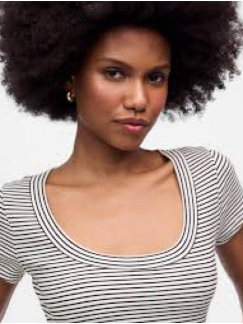 Madewell Black and White Striped Scoop Crop Top